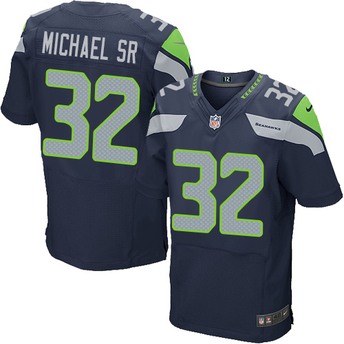 Men's Elite Christine Michael Sr Nike Jersey Navy Blue Home - #32 NFL Seattle Seahawks